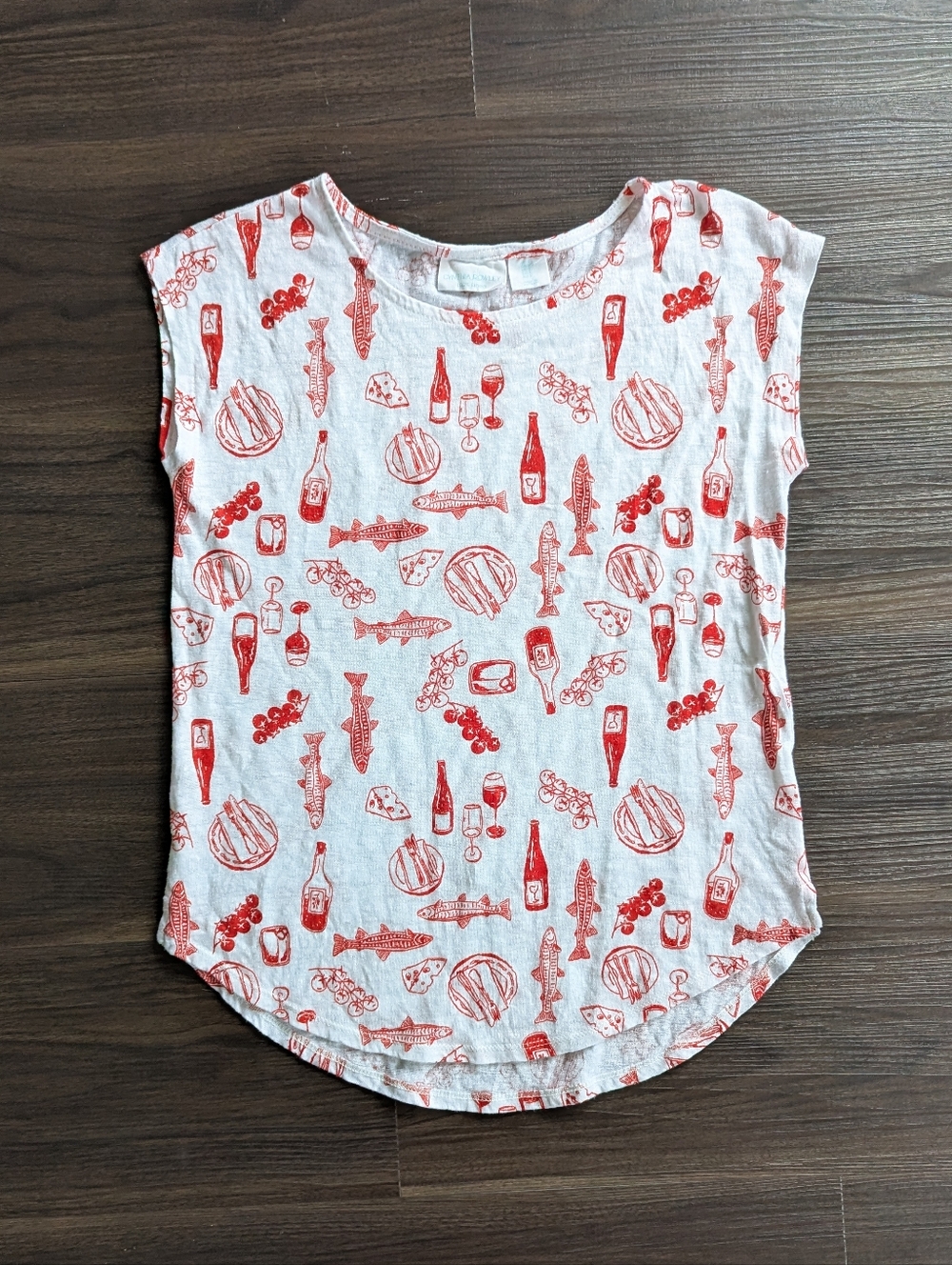 Cynthia Rowley 100% Linen Mediterranean Coastal Italian Print Top Small